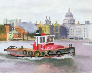 Roter Schlepper passiert St. Pauls, 1996